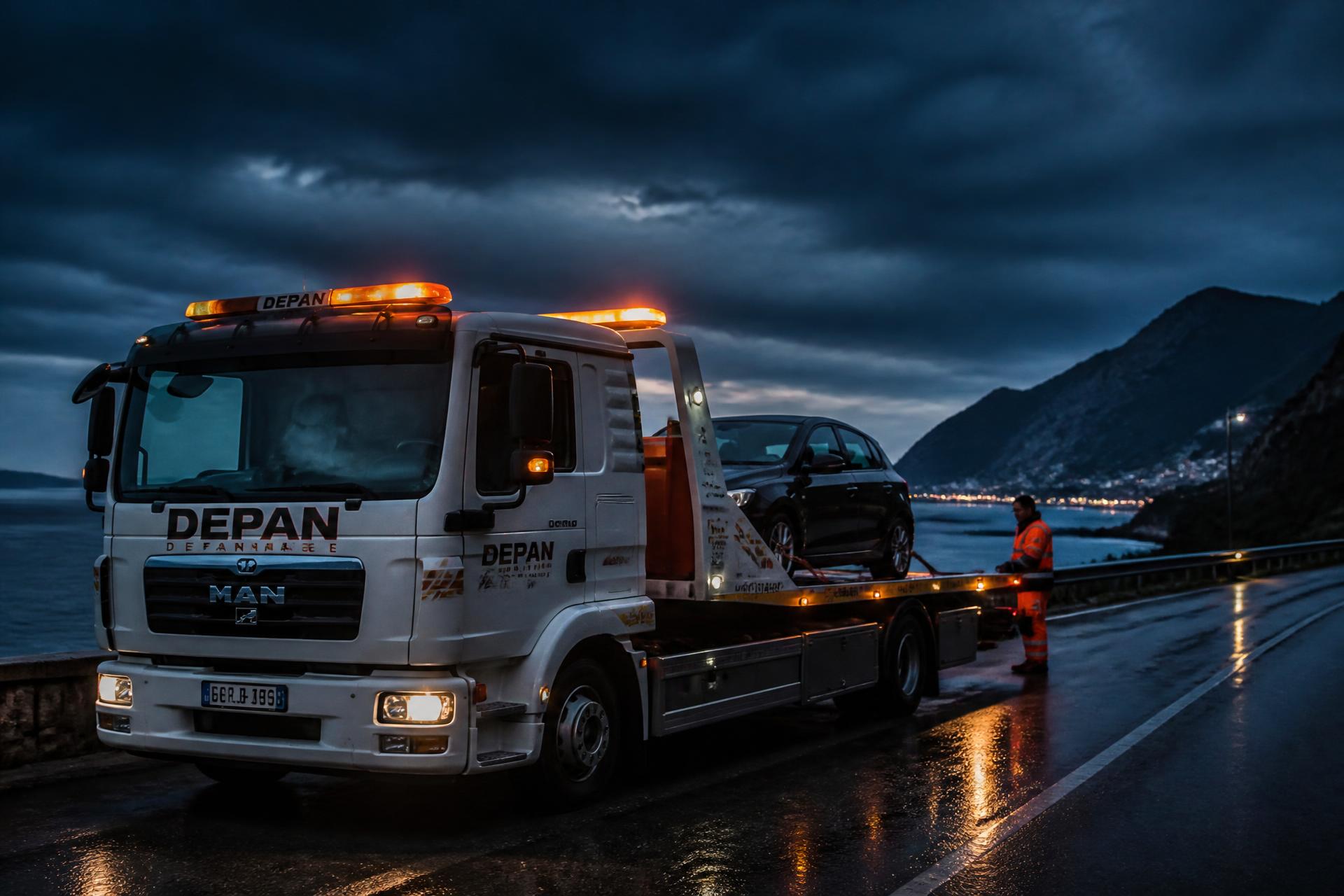 Intervento di soccorso stradale SGS su una strada costiera